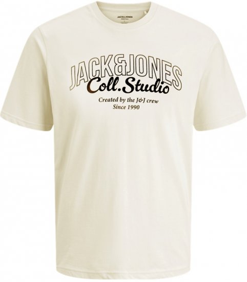Jack & Jones Makoto T-Shirt Antique White - Herren-T-Shirts - Herren-T-Shirts in großen Größen