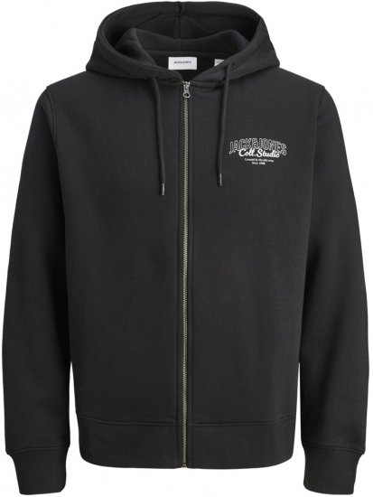 Jack & Jones Makoto Hoodie with Zipper Black - Herren-sweater und -hoodies - Herren-Sweater und -Hoodies in großen Größen