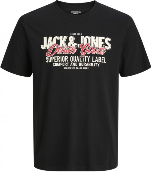 Jack & Jones Logo 2COL T-Shirt Black - Herren-T-Shirts - Herren-T-Shirts in großen Größen