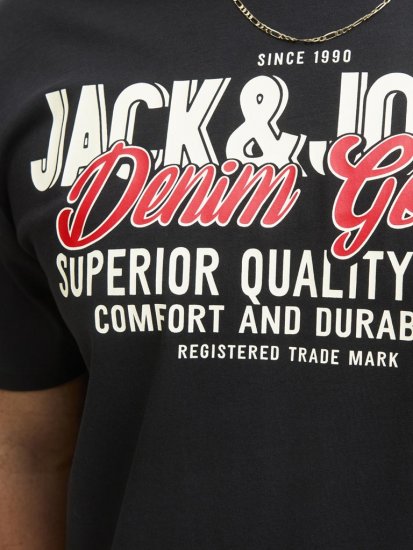 Jack & Jones Logo 2COL T-Shirt Black - Herren-T-Shirts - Herren-T-Shirts in großen Größen