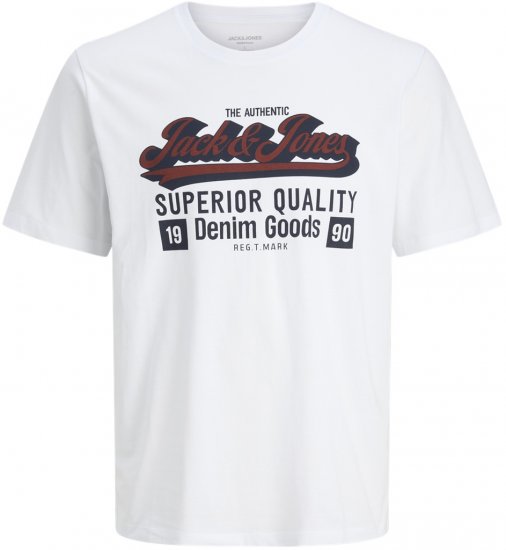Jack & Jones Logo 2COL T-Shirt White - Herren-T-Shirts - Herren-T-Shirts in großen Größen