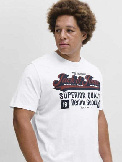 Jack & Jones Logo 2COL T-Shirt White - Herren-T-Shirts - Herren-T-Shirts in großen Größen