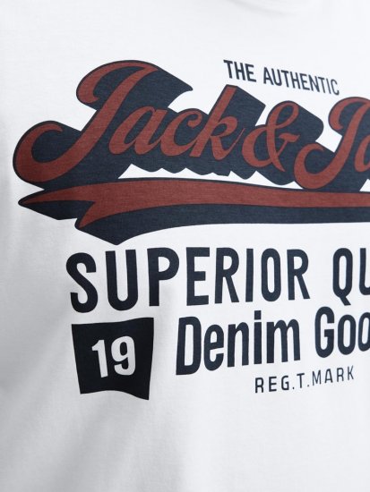 Jack & Jones Logo 2COL T-Shirt White - Herren-T-Shirts - Herren-T-Shirts in großen Größen