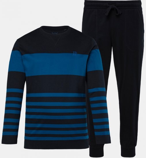 JP1880 Pyjamas Two-piece Long Sleeve with Stripes Blue - Herrenunterwäsche & bademode - Herrenunterwäsche & Bademode in großen Größen