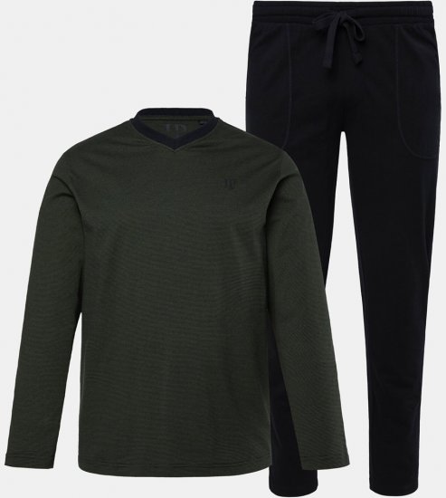 JP1880 Pyjamas Two-piece Striped Dark Green - Herrenunterwäsche & bademode - Herrenunterwäsche & Bademode in großen Größen