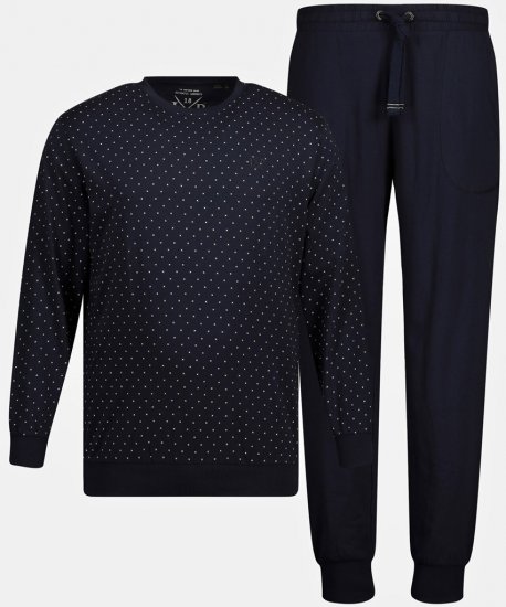 JP1880 Pyjamas Two-piece Long Sleeve and Long Trousers Navy - Herrenunterwäsche & bademode - Herrenunterwäsche & Bademode in großen Größen