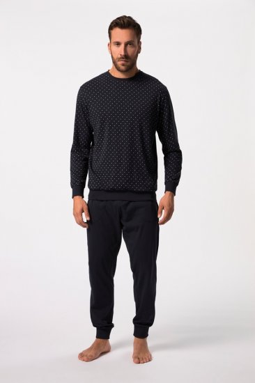 JP1880 Pyjamas Two-piece Long Sleeve and Long Trousers Navy - Herrenunterwäsche & bademode - Herrenunterwäsche & Bademode in großen Größen