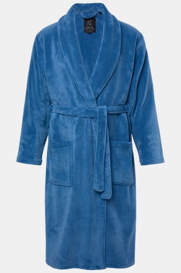 JP1880 Bathrobe with Spacious Pockets Denim Blue - Herrenunterwäsche & bademode - Herrenunterwäsche & Bademode in großen Größen