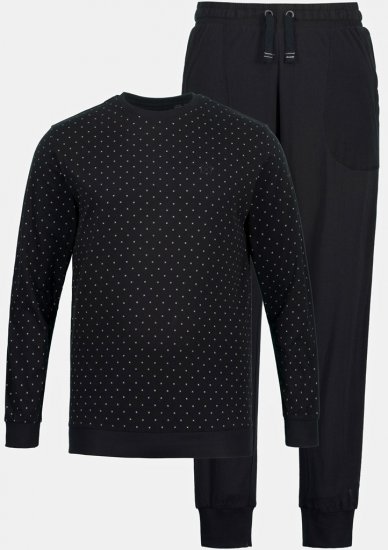 JP1880 Two-piece Pyjamas Long Sleeve and Long Trousers Black - Herrenunterwäsche & bademode - Herrenunterwäsche & Bademode in großen Größen
