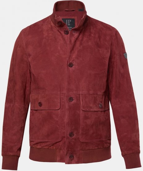 JP1880 Leather Jacket Suede with Stand-up Collar Red - Herren jacken - Herren Jacken in großen Größen
