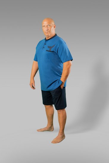 20 Nodi Short Pajamas in Combed Cotton Jersey Blue/Black - Herrenunterwäsche & bademode - Herrenunterwäsche & Bademode in großen Größen