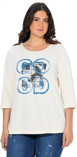 Ulla Popken Photo Graphic 3/4 Sleeve Tee Pearl White - Bedruckte T-shirts für damen - 