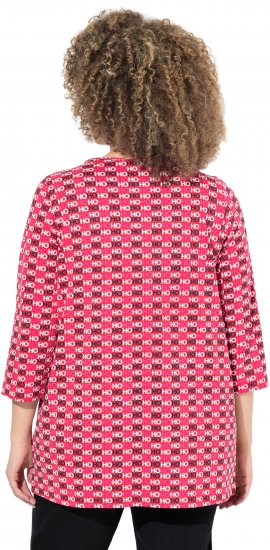 Ulla Popken Minimalist Ho Ho Ho Print 3/4 Sleeve Tee Salsa Red - Bedruckte T-shirts für damen - 