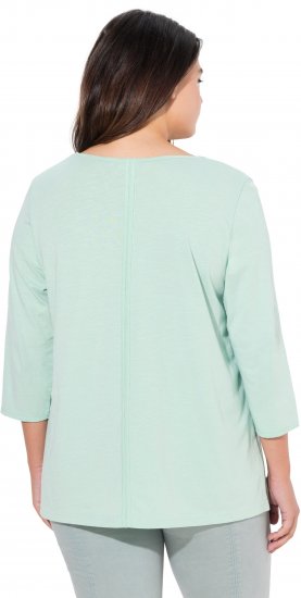 Ulla Popken Metallic Lettering 3/4 Sleeve Tee Mint Green - Bedruckte T-shirts für damen - 