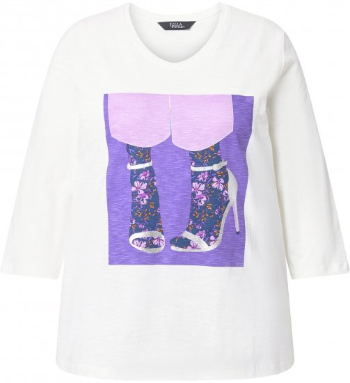 Ulla Popken Fashion Graphic T-Shirt Off-White - Bedruckte T-shirts für damen - 