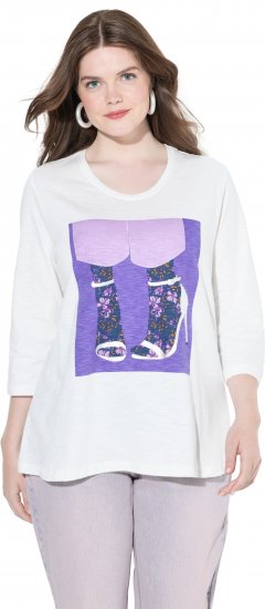 Ulla Popken Fashion Graphic T-Shirt Off-White - Bedruckte T-shirts für damen - 