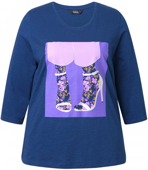 Ulla Popken Fashion Graphic T-Shirt Dark Blue - Bedruckte T-shirts für damen - 