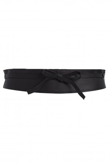 Ulla Popken Soft Leather Tie Belt Black - Damengürtel - 