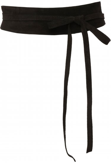 Ulla Popken Leather Tie Belt Black - Damengürtel - 