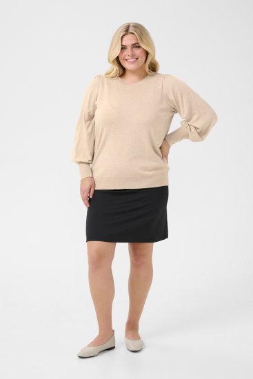 Kaffe Curve Lizzy Langarm-Pullover Beige - Pullover & Strickmode - 