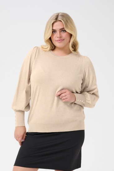 Kaffe Curve Lizzy Langarm-Pullover Beige - Pullover & Strickmode - 