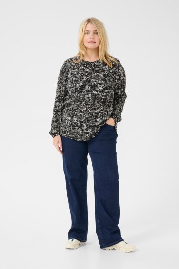 Kaffe Curve Mila Ami Bluse Schwarz/Turtledove - Blusen & Tuniken - 