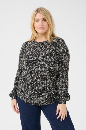 Kaffe Curve Mila Ami Bluse Schwarz/Turtledove - Blusen & Tuniken - 
