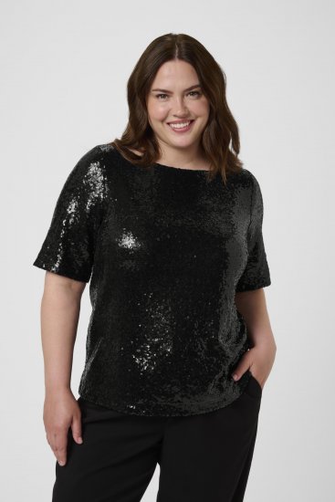 Kaffe Curve Mirana Sequin Blouse Black - Blusen - 