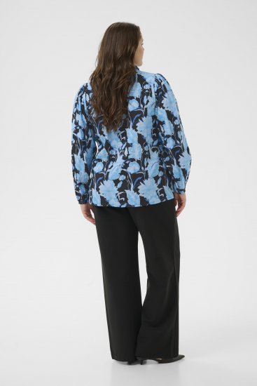 Kaffe Curve Sasja Langarmbluse Blue Snake Flower - Blusen & Tuniken - 