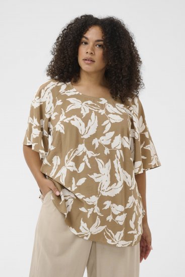 Kaffe Curve Marla Blouse Oak Chalk Leaf - Blusen - 
