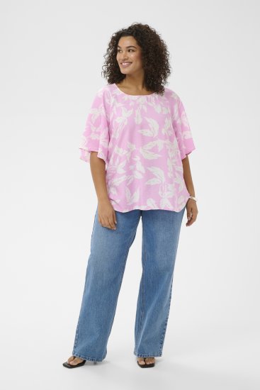 Kaffe Curve Marla Blouse Pink Frosting Chalk Leaf - Blusen - 
