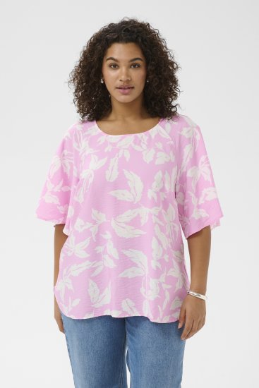 Kaffe Curve Marla Blouse Pink Frosting Chalk Leaf - Blusen - 