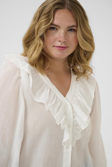 Kaffe Curve Lana Frill Blouse White - Blusen - 