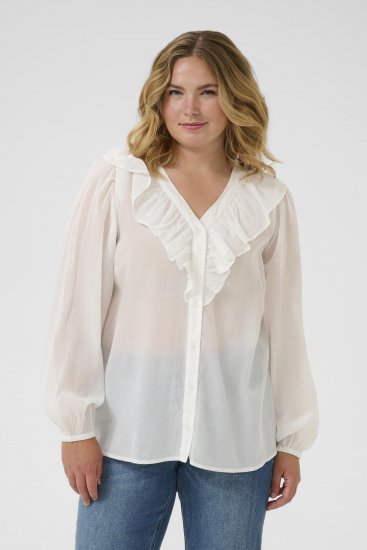 Kaffe Curve Lana Frill Blouse White - Blusen - 