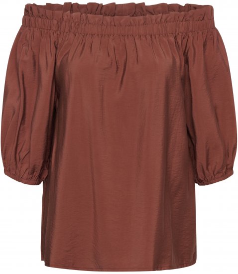 Kaffe Curve Neela Off-Shoulder Blouse Henna Brown - Blusen & Tuniken - 