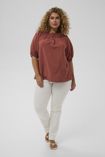 Kaffe Curve Neela Off-Shoulder Blouse Henna Brown - Blusen & Tuniken - 