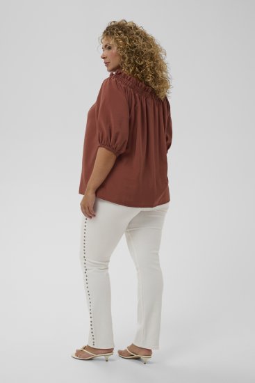 Kaffe Curve Neela Off-Shoulder Blouse Henna Brown - Blusen & Tuniken - 