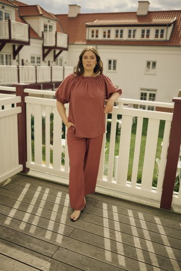 Kaffe Curve Neela Off-Shoulder Blouse Henna Brown - Blusen & Tuniken - 