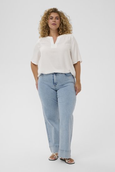 Kaffe Curve Mina Lace Blouse Chalk White - Blusen & Tuniken - 