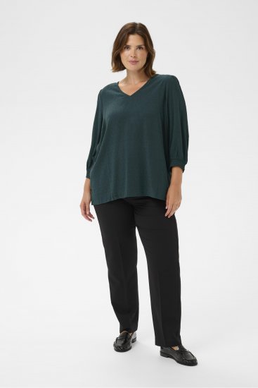 Kaffe Curve Pippi Blouse 3/4 Sleeve Magical Forest Green - Blusen & Tuniken - 