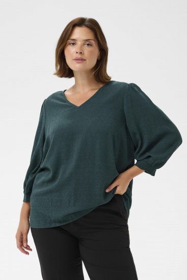 Kaffe Curve Pippi Blouse 3/4 Sleeve Magical Forest Green - Blusen & Tuniken - 