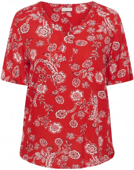 Kaffe Curve Ami Short Sleeve Blouse Printed Poppy Red - Blusen & Tuniken - 