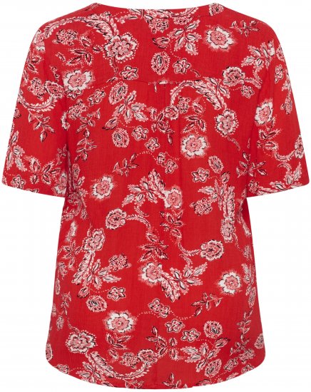Kaffe Curve Ami Short Sleeve Blouse Printed Poppy Red - Blusen & Tuniken - 