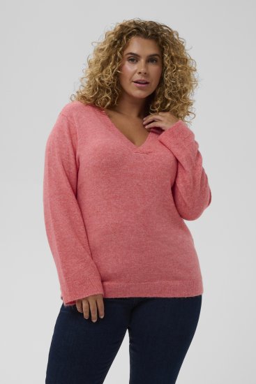 Kaffe Curve Jilanda V-Neck Pullover Red - Pullover & Strickmode - 