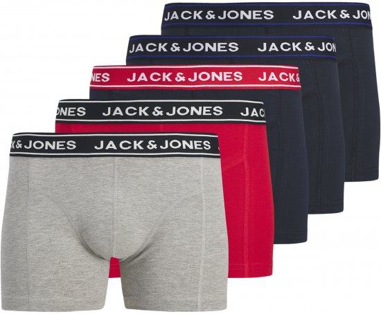 Jack & Jones Hector Solid Trunks 5-Pack Grey - Boxershorts - Herren Boxershorts Große Größen 
