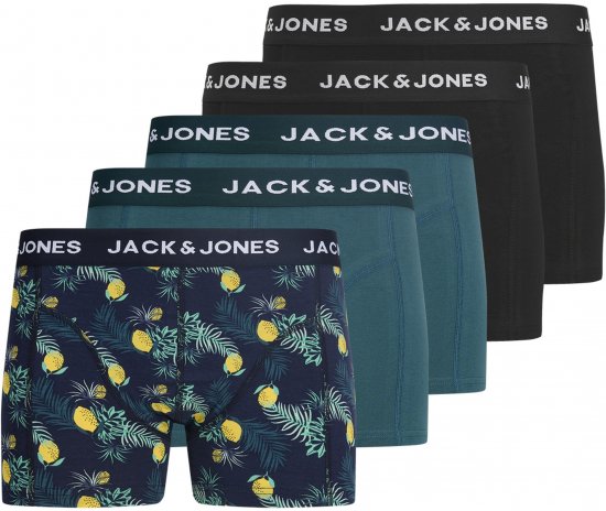 Jack & Jones Jake Lemon 5-Pack Trunks Black/Blue - Boxershorts - Herren Boxershorts Große Größen 