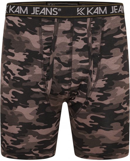 Kam Jeans 813 Camo Print Boxers Charcoal Khaki - Boxershorts - Herren Boxershorts Große Größen 