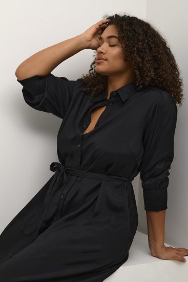 Kaffe Curve Emina Oline Kleid Tiefschwarz - Kleider - 