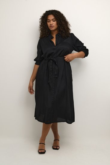 Kaffe Curve Emina Oline Kleid Tiefschwarz - Kleider - 