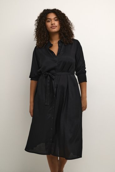 Kaffe Curve Emina Oline Kleid Tiefschwarz - Kleider - 